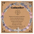 Bracelet chapelet pour marraine avec perles rose et gris et croix en acier inoxydable - Bracelet en Pierre Zèbre Rose