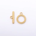 Golden 18k plated stainless steel OT toggle clasp with relief woven texture for DIY - DY719-Wheat Ear Texture / Gold