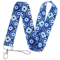 Cordino blu con malocchio turco in fibra di poliestere con chiusura a moschettone in metallo - YZ645-3 (Cordino)