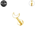ASTM F136 titanium labret stud featuring a gold moon design with flat back screw - Gold Moon Style (G23LAI111-G)