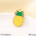 Pineapple fruit charm in 18K gold-plated stainless steel with yellow enamel, 17x10mm size - Yellow Pineapple (KLJ10775-ZLA)
