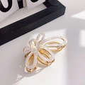 Elegant gold butterfly hair claw clip with iridescent white finish for women's hairstyling - Small-7cm / Iridescent White