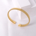 Eleganter goldener Armreif aus Titanstahl mit gedrehtem Federdesign und Quadratenden - Gold 3