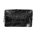 Borsa da trucco quadrata impermeabile con trama in marmo nero e cerniera dorata lucida - Piccolo / Motivo Marmo Nero