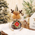 Weihnachts-Geschenkbeutel mit Rentier-Motiv, braunem Karomuster und Kordelzug-Design - Rentier-Stil