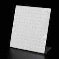 Detailed view of white L-shaped acrylic jewelry stand with multi-hole design for earrings - 18*20CM / White