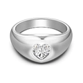 Elegant S925 silver ring featuring a heart-cut sparkling zircon on a polished wide band - Heart Cut Wide Band (DY121110)