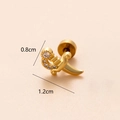 Golden dagger ear stud with white zircon inlays and stainless steel 16G bar - Gold 7# Sword