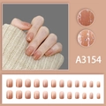 Nude-rosa Farbverlauf Kunstnägel zum Aufkleben mit Goldglitzer und runder Form, 24 Stk - Nude Pink Goldfolie Verlauf Stil (A3154 Kleber Stil)