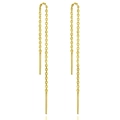 Elegant gold S925 silver long tassel threader earrings with sleek minimalist bar pendants - Gold