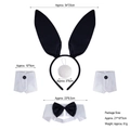 5-piece black bunny girl accessory set with rabbit ears headband and cuffs for cosplay - Plain 4-Piece Set / Black