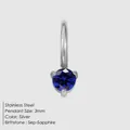 September birthstone blue sapphire round pendant made of stainless steel for DIY jewelry - September Sapphire-Silver Color