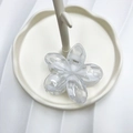 Elegante molletta per capelli a fiore con stampa leopardata in plastica trasparente - Grande / Bianco leopardo