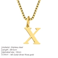 Elegant 14K gold plated stainless steel letter X initial pendant necklace with box chain - Letter X / Gold