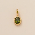 Golden flower pendant with oval olive green gemstone for August birthstone necklace - Oval August (Peridot Zirconia)