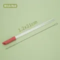 Reusable 1.2cm Tritan drinking straw in brick red with a metal cleaning brush - 1.2x21cm / Brick Red