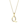 18K gold plated copper necklace featuring a sparkling letter Q pendant with cubic zirconia - Letter Q
