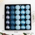 Set di 25 palline di Natale blu con texture glitterate e screpolate assortite - Blu Ghiaccio