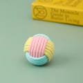 Palla per gatti in corda di cotone intrecciata a tre colori rosa, giallo e blu per denti - Giallo Rosa Verde