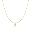 Minimalist gold titanium steel snake chain necklace with sparkling letter P pendant - Letter P