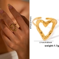 Artistic gold-plated heart ring with molten lava texture and adjustable open band design - Heart Gold 57