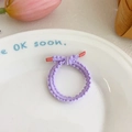 Elastic purple wavy hair tie with bow design and orange accents for girls' pigtails - Light Purple