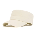 Quick-dry flat top military cap for men in beige mesh fabric with breathable sun protection - Beige