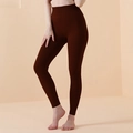 Leggings de yoga marron foncé à taille haute, texture côtelée et coupe sans couture - Marron