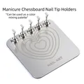 Nagelkunst-Display-Set aus Metall mit Herz-Basis, nutzbar als Mischpalette - Silbernes Quadratisches Herz / Inklusive 5 Halter