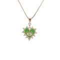 Détail du pendentif cœur en émail vert avec motif œil et pierres en zircone claires - Vert