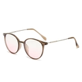 Retro round anti-blue light glasses with translucent amber frames and slim metal temples - Cool Tea Silver - Blush Lens / Non-Prescription Blue Light Blocking