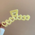 Pince à cheveux jaune pâle au design de chaîne en forme de cœur finition mate - Pince à Cheveux en Chaîne de Cœur Ajourée (127#) / Jaune
