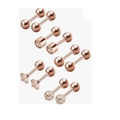 12-piece rose gold stainless steel lip and cartilage studs set with clear zircon stones - Set 3