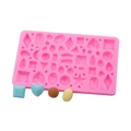 Rosa Silikonform für DIY-Harzkunst mit geometrischen Herz-, Stern- und Diamantformen - Rosa