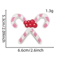 Detailed measurement of pink candy cane embroidered Christmas patch showing 6.6cm width - Candy Cane 5#
