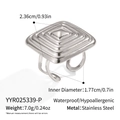 Silver stainless steel geometric square ring with tiered Greek fret texture design - Yyr025339-p
