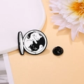 Detail of yin-yang cat enamel pin with a black rubber clutch on a floral background - Yin Yang Cat Style (CZ0546-1)
