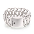 Wide braided stainless steel bracelet with infinity twist design and silver finish - Multi-layer Interlocking Mesh Style (KB46123-D)