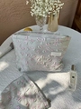 Green jacquard makeup bag set with floral patterns and stylish metal zippers - Standard / Light Pink Flower