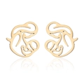 Polished gold mother and child stud earrings in hollow minimalist aesthetic design - 194/Mother and Child / Gold