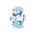 Blue flower glass charm bead with 925 sterling silver core for DIY bracelets - Blue Flower