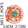 Macro detail of 'you're doing great' embroidered patch with 5.4cm size measurement - No.13-You're Doing Great (C18ZM-12-13)
