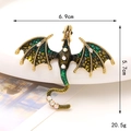 Golden dragon brooch with green enamel and rhinestones, size 6.9cm by 5.7cm - Green (Yinglong)