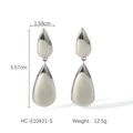 Detail showing dimensions of silver teardrop earrings measuring 5.57cm by 1.59cm - Silver Double Layer Teardrop (HC-E10431-S)