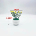Artificial yellow daisy in white plastic pot for office desk, 11cm small faux plant - Yellow Babysbreath