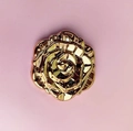 Golden rose flower shaped foldable round makeup mirror with polished metallic finish - Plated Folding / Rose Gold