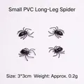 Set of 4 mini black PVC long-legged spiders for Halloween pranks, size 3x3cm - Small Long Leg Spider
