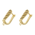 Close-up of 18K gold plated U-shaped earring hooks with zircon stones and hanging loops - Gold