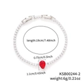 Armband mit birnenförmigem rotem Rubin, Mikro-Zirkonia und silberner Fassung - Weißgold Roter Zirkonia