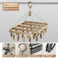 Champagne gold 28-clip aluminum drying rack with 360 rotation for socks and underwear - Champagne Gold Square - Large 28 Clips